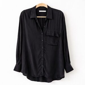 Contemporaine par Simon’s Black Button Front Blouse | Hi-Low Hem | Size XL